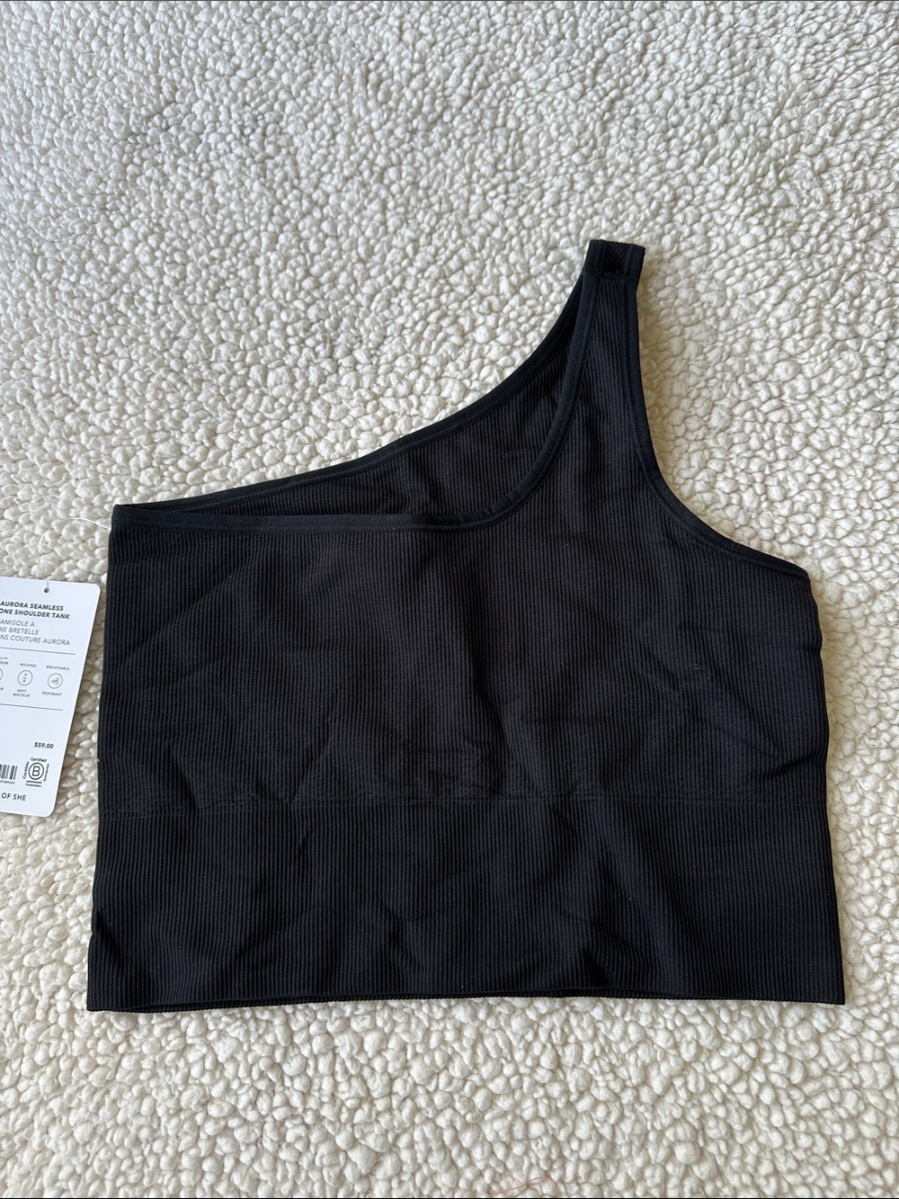 Athleta Aurora Seamless One Shoulder Tank Size S Black NWT